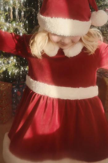 Šaty Konges Sløjd CHRISTMAS DRESS GRS červená farba, mini, áčkový strih, KS101924