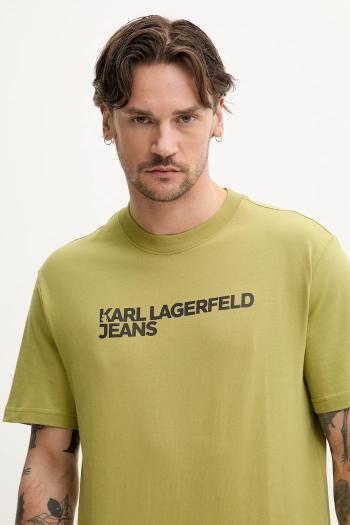 Bavlnené tričko Karl Lagerfeld Jeans pánske, zelená farba, s potlačou, A1M17002