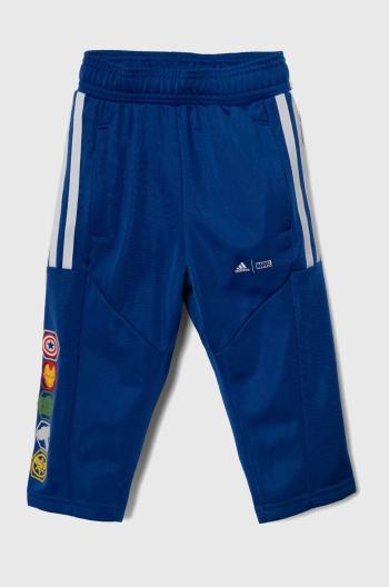 Detské tepláky adidas x Marvel tmavomodrá farba, s nášivkou