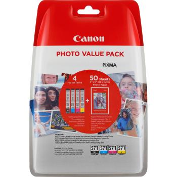 Canon CLI-571 0386C007 farebná (CMYK) sada originálne cartridge + fotopapier