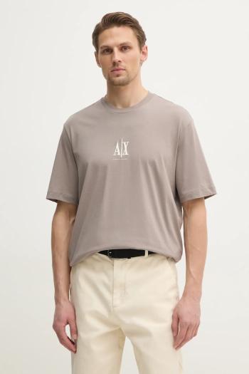 Bavlnené tričko Armani Exchange pánske, béžová farba, s nášivkou, XM000363 AF12308