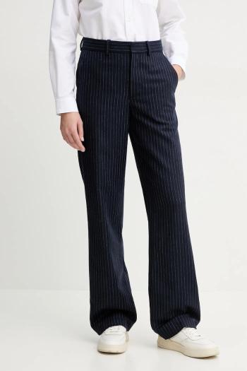 Vlnené nohavice A.P.C. pantalon jane dámske, tmavomodrá farba, rovné, vysoký pás, WOARO.F08467