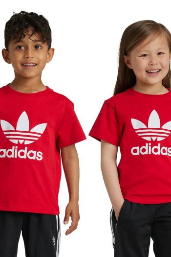 Detské bavlnené tričko adidas Originals TREFOIL TEE červená farba, s potlačou, IY2387