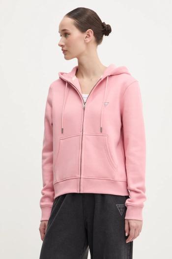 Mikina Guess Jeans dámska, ružová farba, s kapucňou, jednofarebná, W4YQ03 KC811