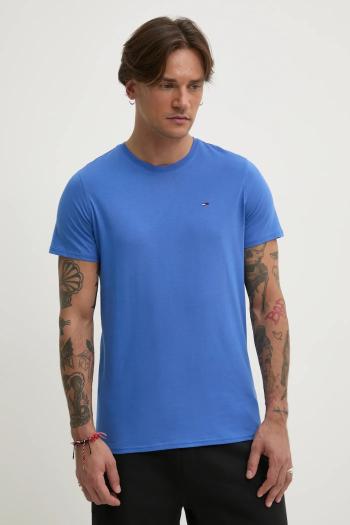Bavlnené tričko Tommy Jeans pánske, fialová farba, jednofarebné, DM0DM04411