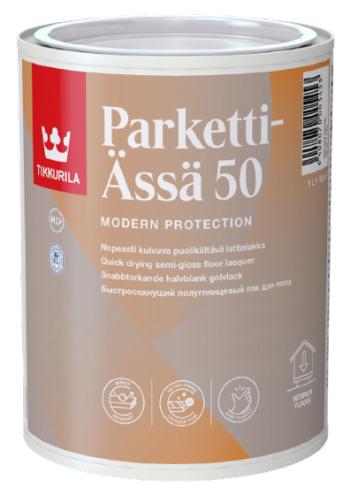 PARKETTI ÄSSÄ 50 – lak na drevené podlahy 1 l bezfarebný pololesklý