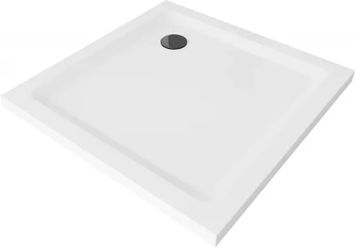 MEXEN/S - Flat sprchová vanička štvorcová slim 70 x 70, biela + čierny sifón 40107070B