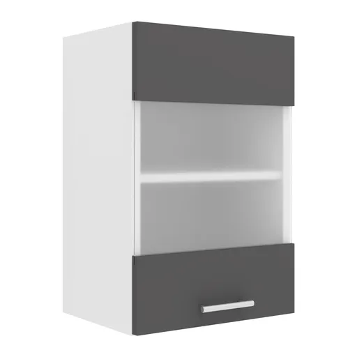 VCM Horní kuchyňská skříňka Esilo, 40 cm, skleněná dvířka, antracit