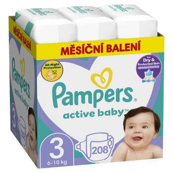 Pampers Active Baby 3 MIDI 6-10 kg 208 ks,PAMPERS Active Baby Plienky jednorazové 3 (6-10 kg) 208 ks - MESAČNÁ ZÁSOBA