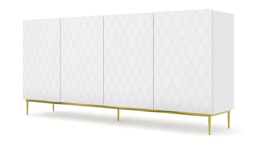 ARTBm Komoda DIUNA 193 4D | biela matná Prevedenie: Biely mat / zlatá podnož