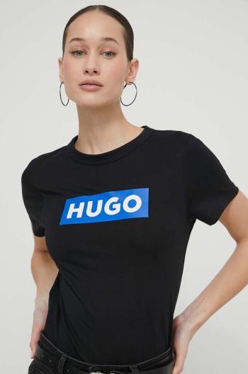 Bavlnené tričko Hugo Blue dámsky, čierna farba, 50510772