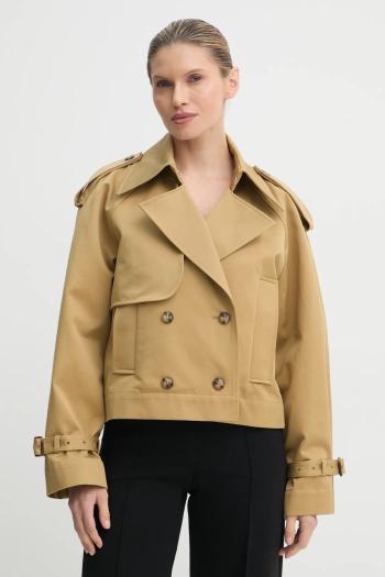 Bavlnený trenčkot Ivy Oak zelená farba, prechodný, oversize, IO119118