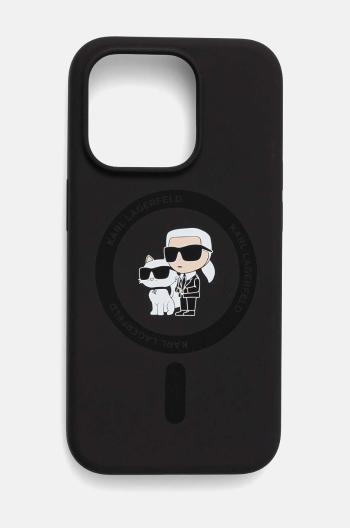 Puzdro na mobil Karl Lagerfeld iPhone 15 Pro 6.1 čierna farba, KLHMP15LSCMKCRHK