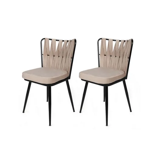 Súprava jedálenských stoličiek Kusakli Cream and Black, 2 ks, 2 ks