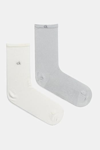 Ponožky Calvin Klein 2-pak dámske, šedá farba, 701231377