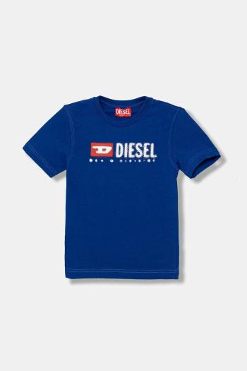 Detské bavlnené tričko Diesel TADJUSTK14 T-SHIRT modrá farba, s potlačou, J02475