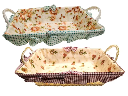 MAKRO - Košík pletený s látkou, 21x6,5x28cm