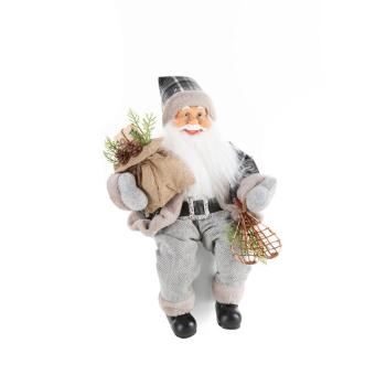 ArtFir Vianočná dekorácia SANTA CLAUS 82D | sivá/biela 27 x 16 x 40 cm