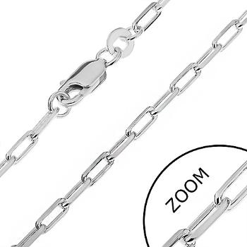 Lesklá retiazka zo striebra 925 - predĺžené skosené očká, 2,6 mm