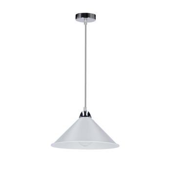 Závesná lampa Avola, chróm, 26 l/60W, tienidlo E27, biela