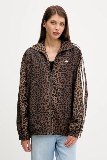 Mikina adidas Originals hnedá farba, vzorovaná, JW7301