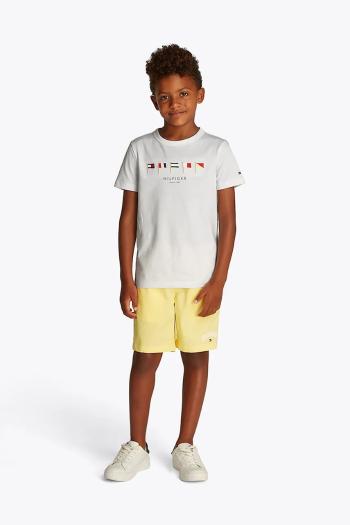 Detské bavlnené tričko Tommy Hilfiger biela farba, s nášivkou, KB0KB09532
