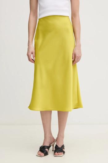 Sukňa Calvin Klein žltá farba, midi, áčkový strih, LV044B608G