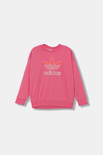 Detská mikina adidas Originals ružová farba, s potlačou, JV8571
