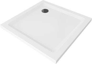 MEXEN/S - Flat sprchová vanička štvorcová slim 90 x 90, biela + čierny sifón 40109090B