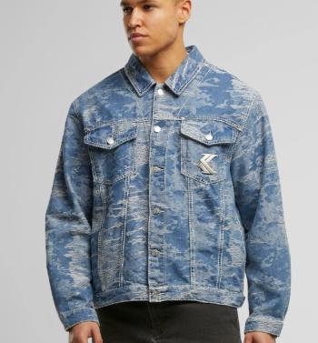 Bunda Karl KANI Og K Distressed Camo Os Denim Jacket Medium Blue - XL