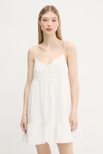 Bavlnené šaty Tommy Jeans béžová farba, mini, áčkový strih, DW0DW21165