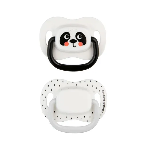 CANPOL BABIES Set symetrických silikónových cumlíkov BabiesBoo 18+ 2ks biely