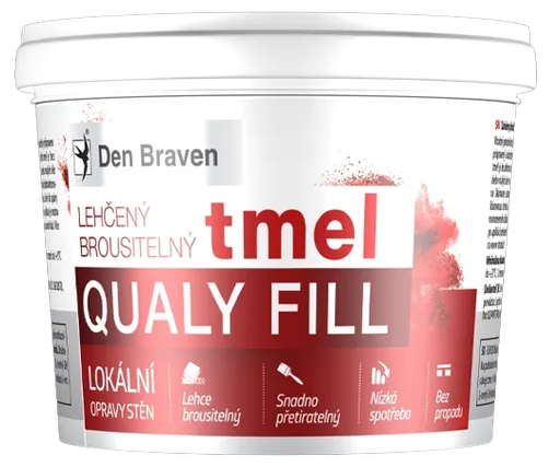 DEN BRAVEN - Ľahčený brúsiteľný tmel (QUALY FILL) biela 250 ml