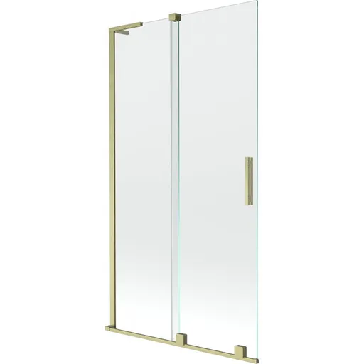 MEXEN/S - Velar L dvojkrídlová posuvná vaňová zástena 100 x 150, transparent, zlatá kartáčovaná 896-100-003-01-55
