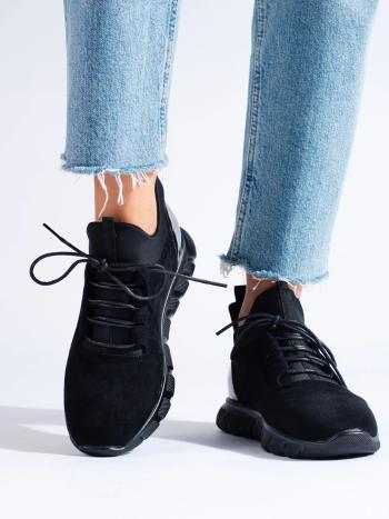 Trendy čierne tenisky pre ženy bez podpätku