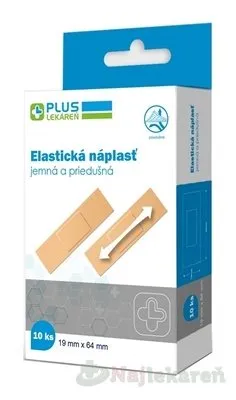 PLUS LEKÁREŇ Náplasť elastická jemná, priedušná, 19 x 64 mm, 10 ks