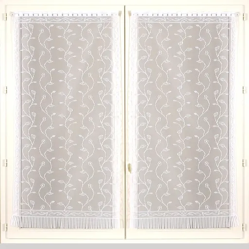 Súprava 2 rovných vitrážových záclon s potlačou listov
