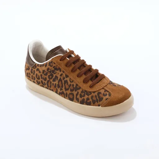 Vintage tenisky z koženej usne a s leopardím zorom