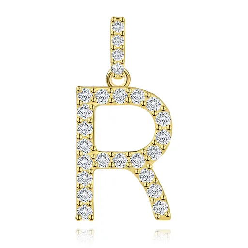 Prívesok z 9K žltého zlata s písmenom R a zirkónmi
