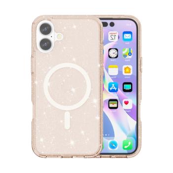 GLITTER MAGSAFE Ochranný kryt pre Apple iPhone 16 Plus lososovo ružový