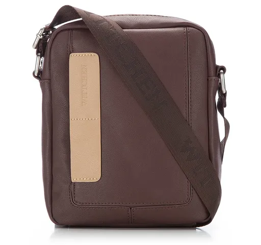 Hnedá taška na rameno s kontrastným béžovým prúžkom, skl.