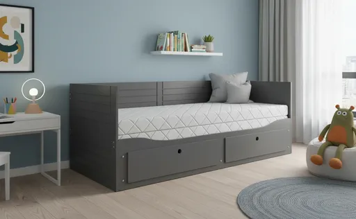 BMS Detská posteľ HERMES s matracom | sivá 80 x 200 cm