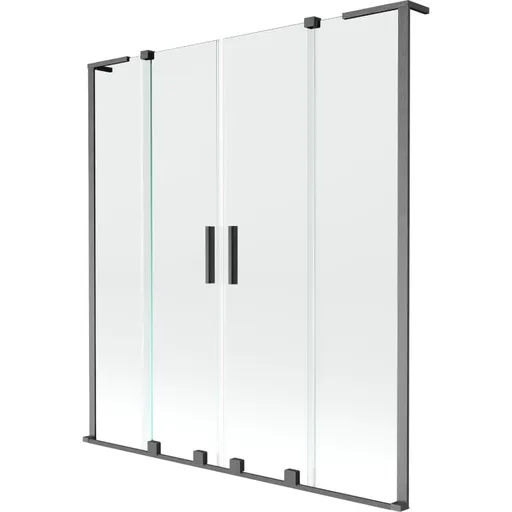 MEXEN/S - Velar L Duo dvojkrídlová posuvná vaňová zástena 140 x 150, transparent, grafit kartáčovaná 896-140-003-02-66