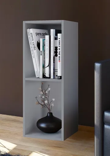 VCM Sběratelská police Mendas Mini 2 přihrádky, šedá