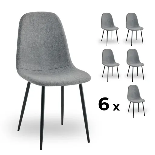 Elvisia Jedálenské stoličky LOVISA | sivá 6 kusov