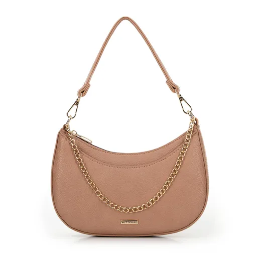 Damska torebka bagietka z łańcuszkiem beżowa 29-4Y-602-9