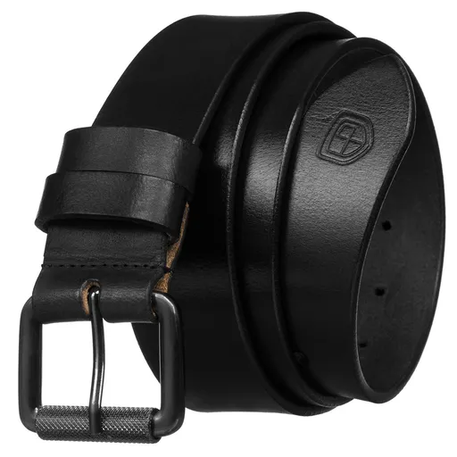 Pánsky čierny kožený opasok so striebornou prackou, šírka 4 cm - Peterson