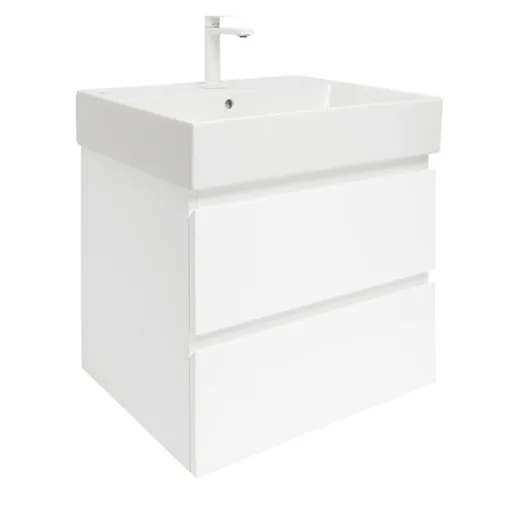 Kúpeľňová skrinka s umývadlom SAT B-Way 59x50x45 cm biela lesklá BWAY260WU2BBI