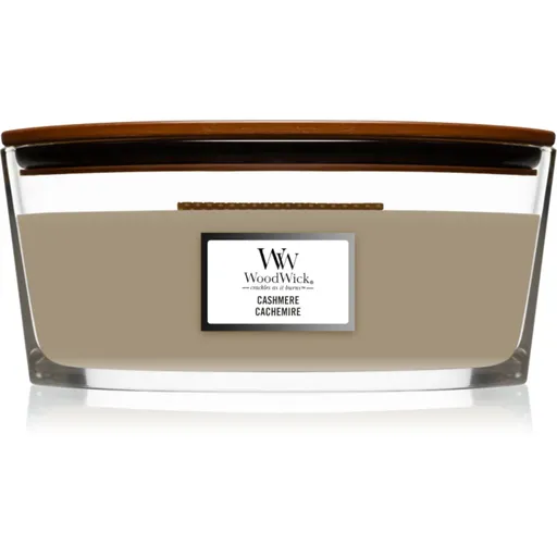 Woodwick Cashmere vonná sviečka s dreveným knotom (hearthwick) 453,6 g