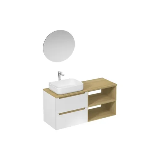 Kúpeľňová zostava s umývadlom vrátane umývadlovej batérie, vtoku a sifónu Naturel Stilla biela lesk KSETSTILLA014